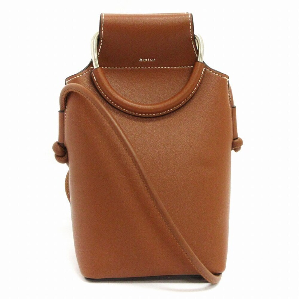 Amiur Bucket Handle Bag Shoulder Magnetic Closure Brown